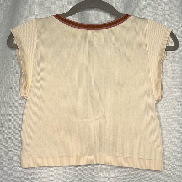 Out From Under Go For Gold Seamless Surplice Cream Ribbed Crop Top XL - Picture 5 of 10